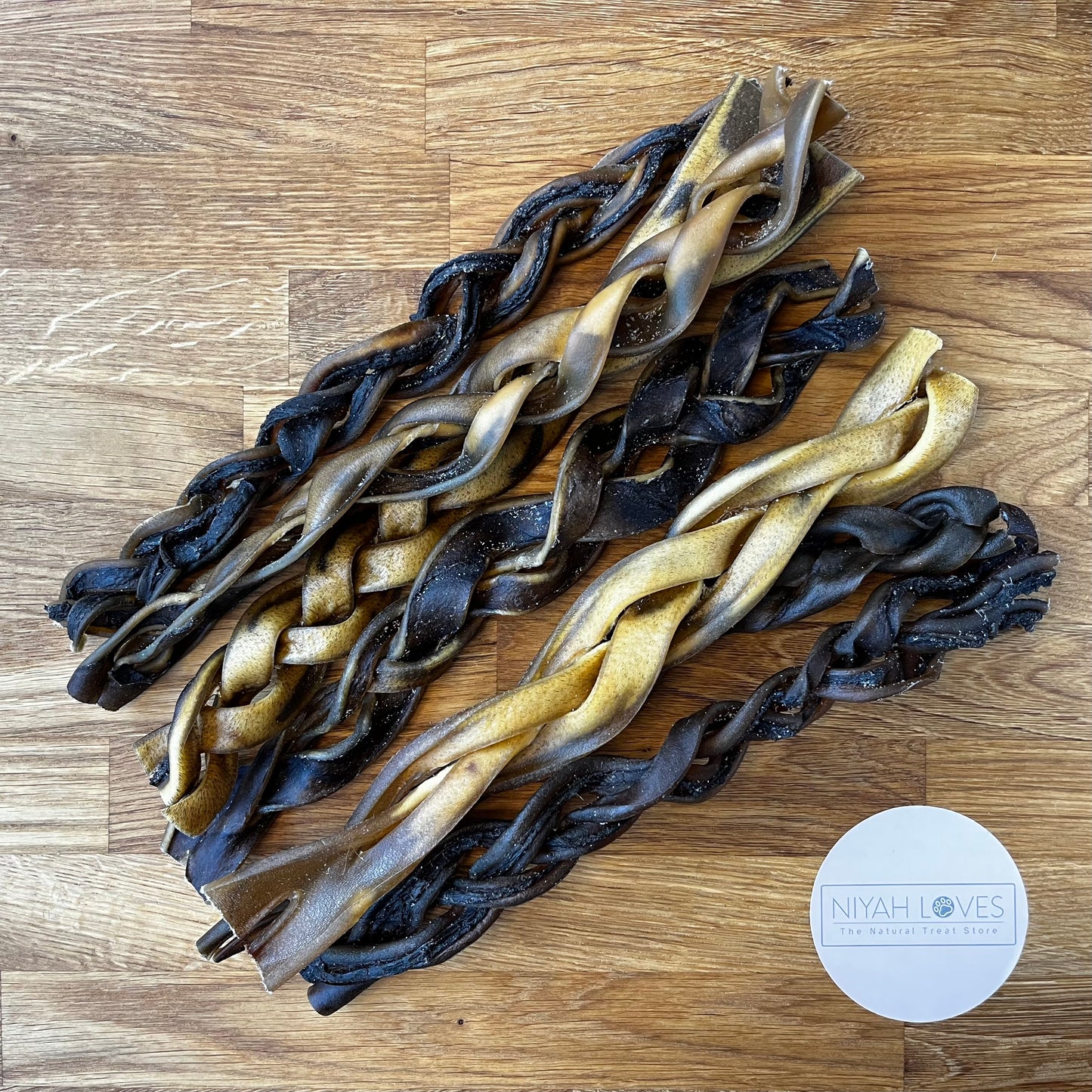 "Braided camel skin dog chew – hypoallergenic natural treat"